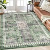 Washable Area Rug Retro Chic Medallion Distressed Design Living Room - 2 of 4