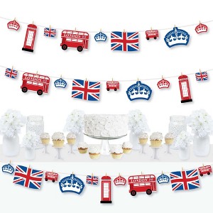 Big Dot of Happiness Cheerio, London - British UK Party DIY Decorations - Clothespin Garland Banner - 44 Pieces - 1 of 4
