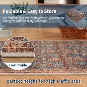 Area Rugs Vintage Printed Low Pile Floor Carpet with Non-Slip Backing Stain-Resistant Oriental Rugs Washable Farmhouse Rugs for Bedroom - 1 of 4