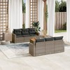 vidaXL Patio Sofa Set with Cushions Outdoor Furniture 7 Piece Poly Rattan - Gray - 2 of 4