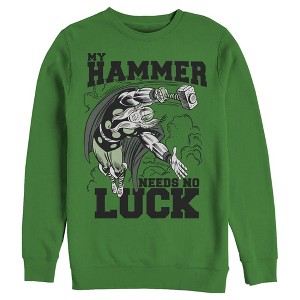 Men's Marvel St. Patrick's Day Thor My Hammer Needs No Luck Sweatshirt - 1 of 4