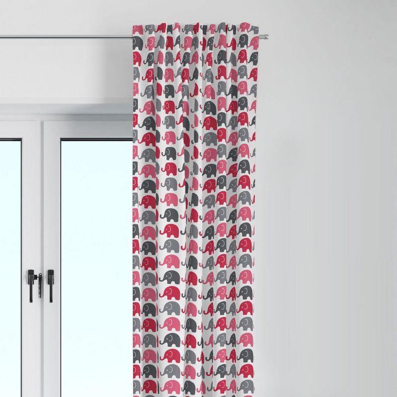 Bacati - Elephants Pink/Grey Curtain Panel, 1 of 5