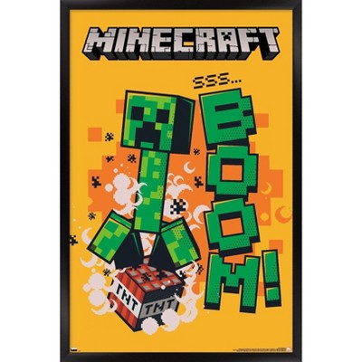 Trends International Minecraft - Creeper Boom Framed Wall Poster Prints  Black Framed Version 14.725 X 22.375 : Target