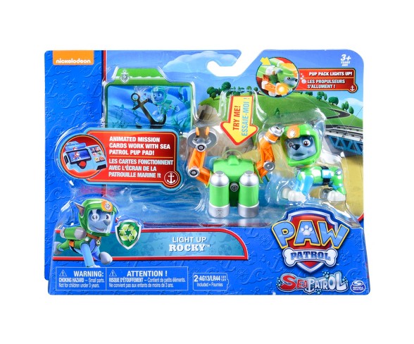 Paw Patrol Sea Patrol - Light Up Rocky with Pup Pack and Mission Card
