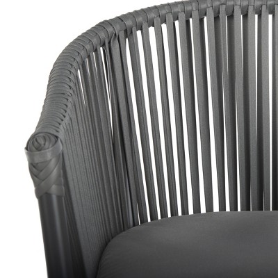 Gray Rope Arm Chairs with Cushions, Set of 2