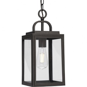 Progress Lighting, Grandbury, 1-Light Outdoor Hanging Lantern, Antique Bronze, Clear Glass Panels. DURASHIELD material for durability. - 1 of 2