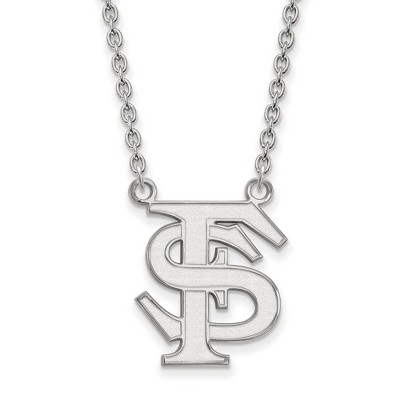 Black Bow Jewelry 10k White Gold Florida State Seminoles NCAA Necklace 18 Inch