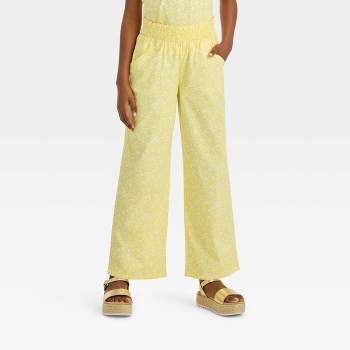 Girls Yellow Fleece Brand Drawstring Track Pants