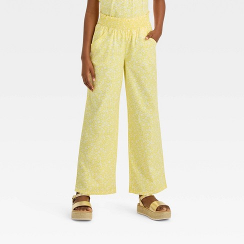 Girls' Pull-On Woven Pants - Cat & Jack™ Bright Yellow XL