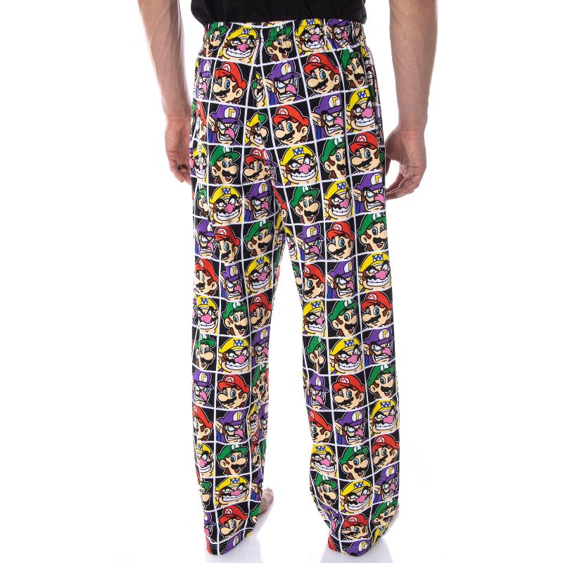Nintendo Men's Mario and Villains Grid Soft Touch Cotton Pajama Pants, 4 of 5