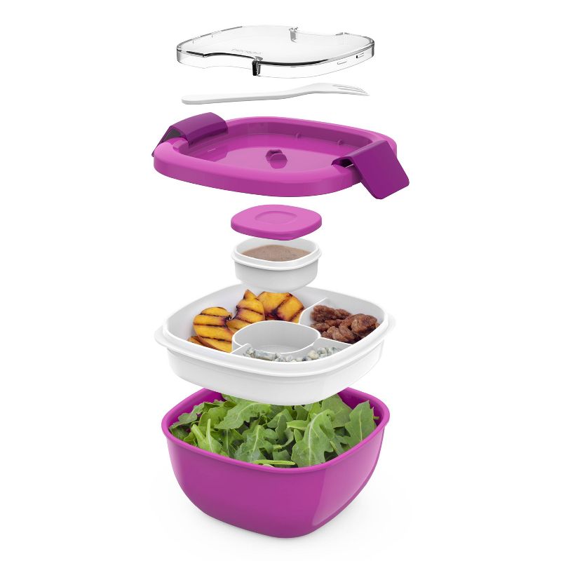 Bentgo Salad Stackable Lunch Container with Large 54oz Bowl, 4-Compartment Tray & Built-In Fork, 6 of 14