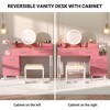 Besiost Vanity Desk with Soft Stool and LED Mirror ,Makeup Table with Wood Drawers - 4 of 4