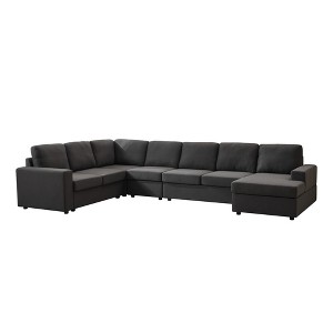 TiramisuBest Large L-Shaped Modular Sofa Set with Detachable Components, Plush Cushions & Decorative Throws, Dark Gray - 1 of 4