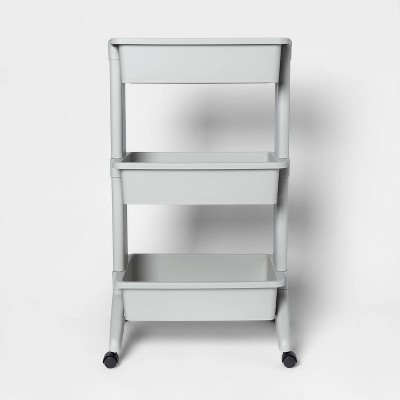 3 Tier Plastic Storage Cart Light Gray - Room Essentials™