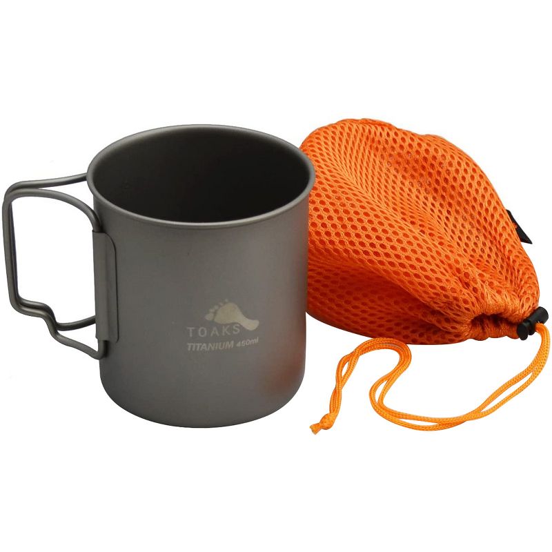 TOAKS Ultralight Portable Titanium Camping Mug with Folding Handles - 450ml, 3 of 4