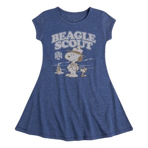 Girls' - Peanuts - Scout Fire Fit & Flair Cap Sleeve Graphic Dress - 1 of 4