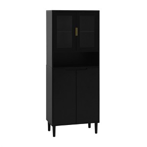63" Tall Kitchen Pantry Cabinet, Buffet Cupboard Cabinet with Glass Doors, Freestanding Food Pantry Cabinet for Kitchen Living Room and Bathroom - 1 of 4