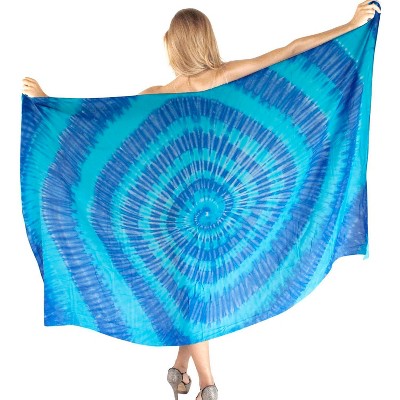 LA LEELA Women's Bikini Skirt Sarong Swimsuit Cover up Summer Wraps Bathing suit Swimwear Beach Wrap Skirts for Women One Size Blue, Tie Dye Design