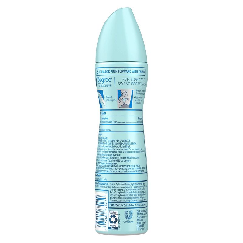 Degree Ultra Clear Black + White Pure Clean Antiperspirant & Deodorant Dry Spray - 3.8oz, 3 of 14