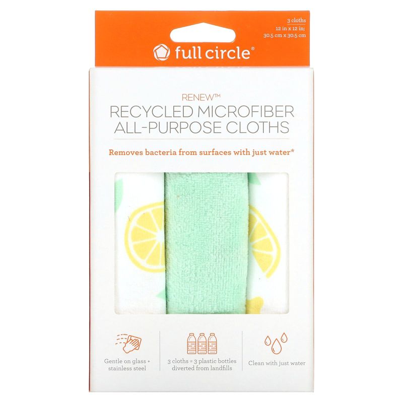 Full Circle Home Renew Recycled Microfiber All-Purpose Cloths Citrus Print - Case of 6/3 ct, 2 of 4