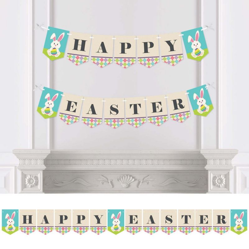 Big Dot of Happiness Hippity Hoppity - Easter Party Bunting Banner - Easter Bunny Party Decorations - Happy Easter, 1 of 5