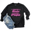 I Prefer Books Over People Stars - Women's Garment Dyed Long Sleeve Graphic T-Shirt - 2 of 4
