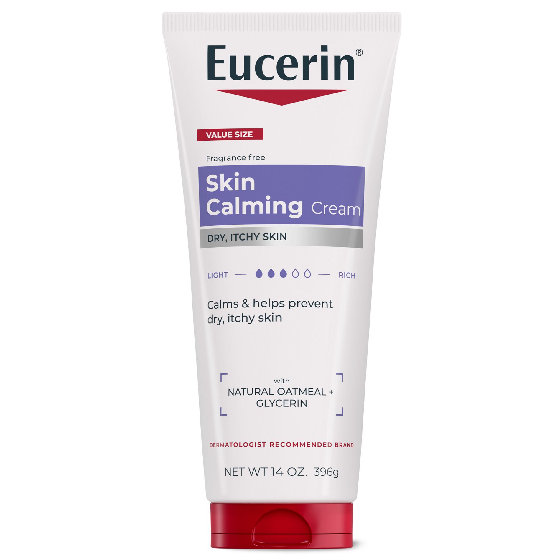 Eucerin Skin Calming Daily Body Cream Unscented - 14oz: Moisturizing, Sensitive, Dry Skin, Tube