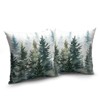 Watercolor Dark Green Tree Pillow Covers 18X18 Set of 2 Rustic Nature Forest Throw Pillow Cover - 4 of 4