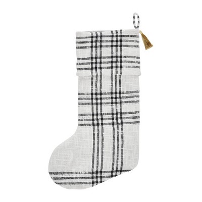 Wintergleam Black White Plaid Stocking 12x20 VHC Brands