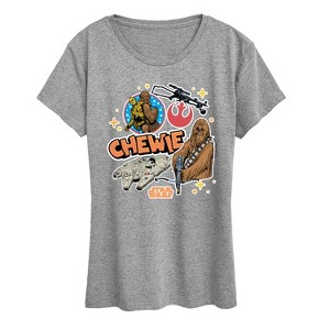 Women's - Star Wars - Chewie Stickers Short Sleeve Graphic T-Shirt - 1 of 4
