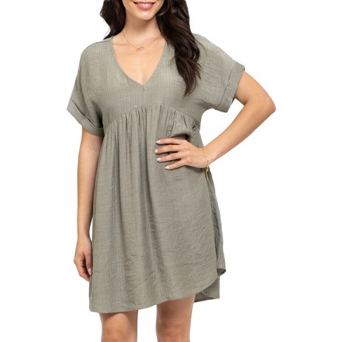 August Sky Women's Empire Waist Mini Dress_rd2094_olive_small : Target