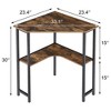 VECELO Corner Computer Desk, Corner Table with Steel Frame for Small Space, Triangle Shape, Brown - 3 of 4