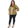 Agnes Orinda Women's Plus Size Metallic Sparkly Crew Neck Button Decor 3/4 Sleeve Casual Patry Blouses - 3 of 4