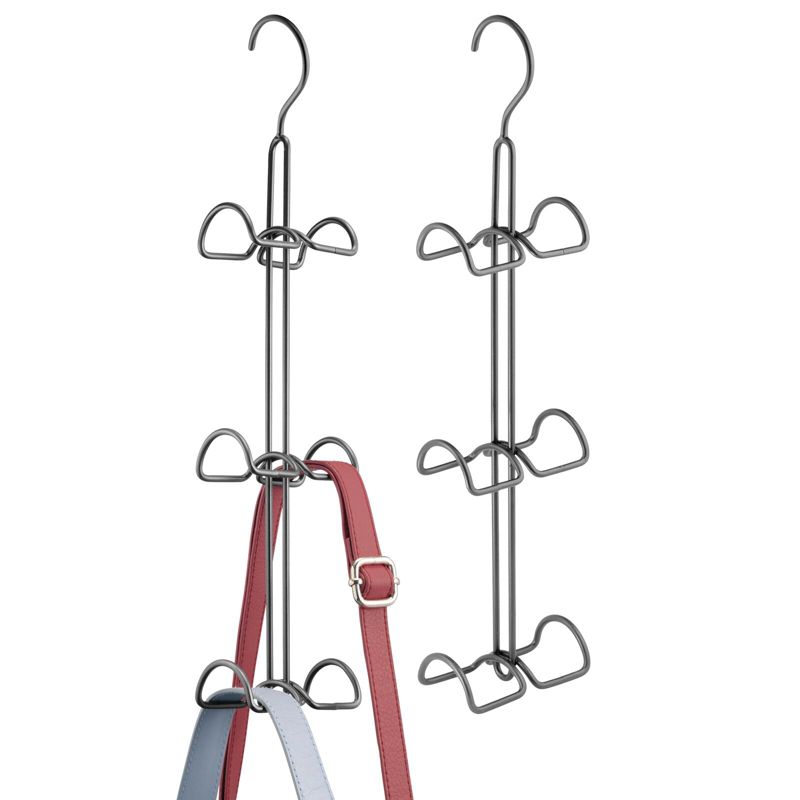 mDesign Metal Wire Over Closet Rod Hanging Handbag Organizer, 2 Pack, 1 of 9