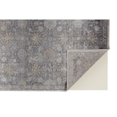 Ivory and Charcoal Rectangular Wool and Viscose Rug