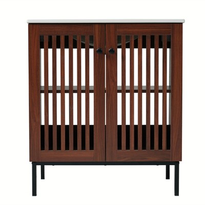 TiramisuBest 30"Antique Bathroom Vanity with Ceramic Sink,Mid-Century Modern Cabinet,2 Soft-Close Doors,Large Storage,Retro Freestanding,Brown