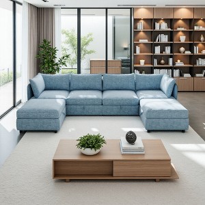 129" L-Shaped Modular Sectional Sofa with Storage Seat - 1 of 4