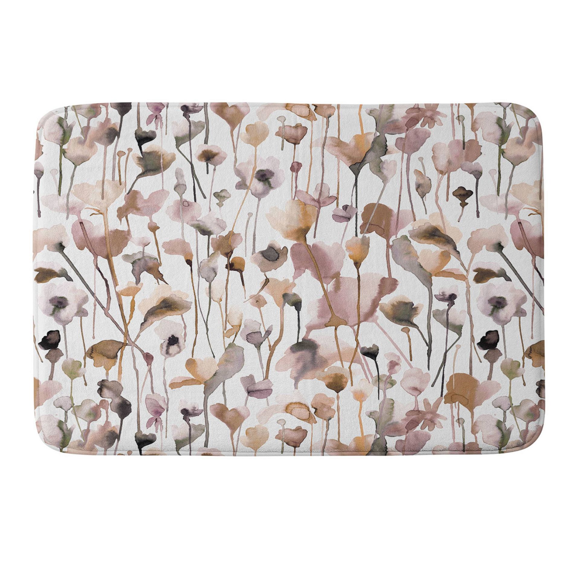 Deny Designs Ninola Design Wild Flowers Fall Nautral Memory Foam Bath Mat
