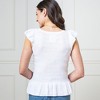 Hope & Henry Women's  Flutter Sleeve Peplum Sweater Top - 3 of 4