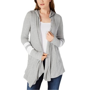 I.N.C International Concepts Womens Hooded Varsity Cardigan Sweater, Grey, Small - 1 of 1