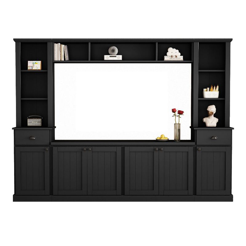 Minimalism Black TV Stand Console Table for TV Up to 75", Ample Storage Space Entertainment Wall Unit Set with Adjustable Shelves - Maison Boucle, 2 of 10