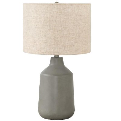 Monarch Specialties Lighting 24inchH Table Lamp Grey Concrete Beige Shade Contemporary