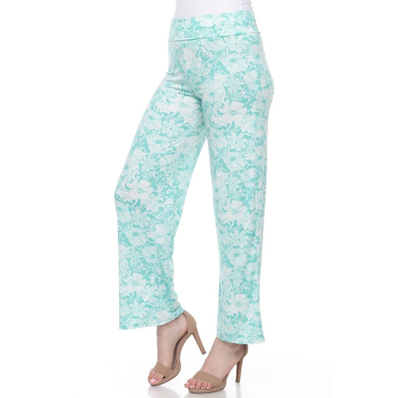 Women's Floral Paisley Wide Leg Palazzo Pants - White Mark, 3 of 7
