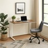 Royal Hampton Writing Desk with Wooden Top and Built in USB Port, Brown and White - 2 of 4