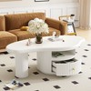 NicBex White Cloud Shape Coffee Table with Storage,Irregular Center Table with Small Stools for Living Room - 3 of 4