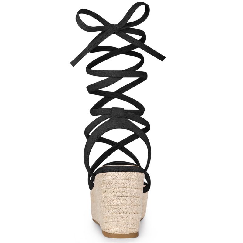 Allegra K Women's Lace Up Wedge Heel Platform Slingback Espadrilles Sandals, 4 of 7