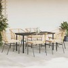 vidaXL - 7 Piece Poly Rattan Patio Dining Set with Cushions - Brown & Cream - 3 of 4