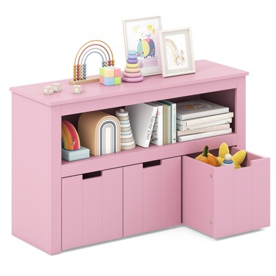 Costway Storage Cabinet 3 Drawer Chest w/Wheels Large Storage Cube Shelf