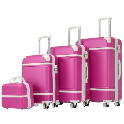 4 Piece ABS Luggage Set with Spinner Wheels TSA Lock and Travel Cosmetic Case Lightweight for Vacation - Cuddlewood