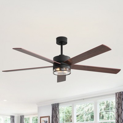 Airsurfer 65" Black Dual-Tone Wood Blade Ceiling Fan with E26 Light Socket, Remote Control & 6-Speed Quiet DC Motor  ( 5 -Blade )